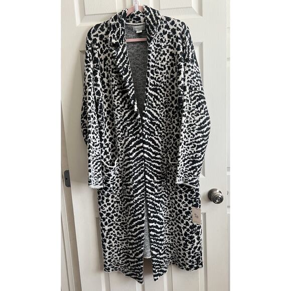 Sincerely Jules Sweaters - SINCERELY JULES Animal Print Knit Open Front Maxi Length Duster Cardigan XL NWT